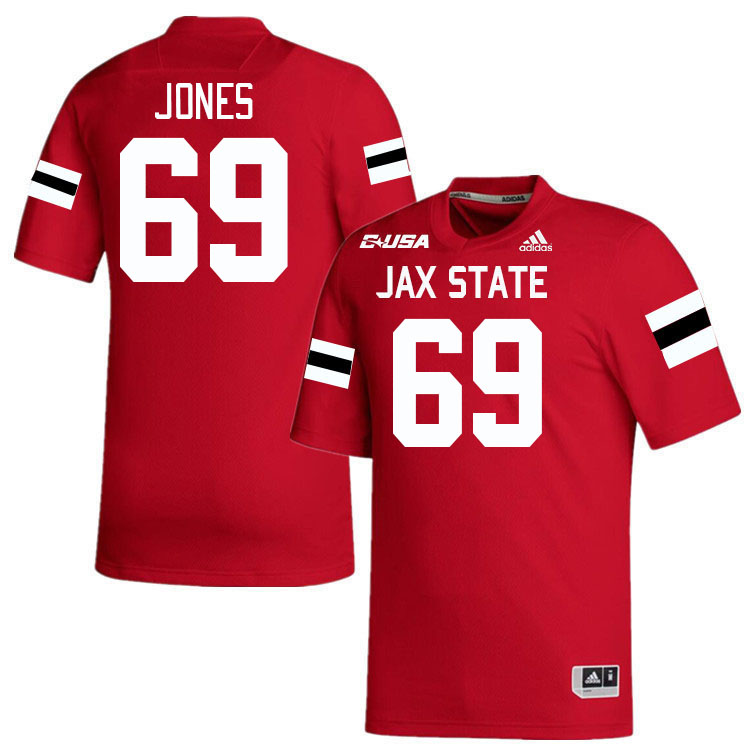 #69 Cam Jones Jacksonville State Gamecocks College Football Jerseys Stitched-Red